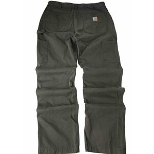 Carhartt Carpenter Pants Mens 34x34 Green Relaxed Fit Distress Workwear B324-DFE